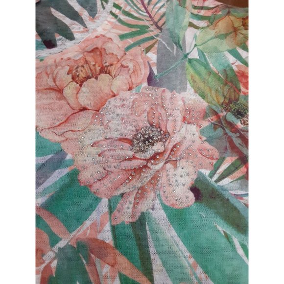 SJS Women's Short Sleeve Shirt Size 2x Floral Print - Picture 7 of 9